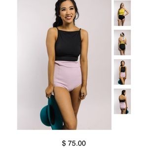 Kortni Jeane Black High neck swim top